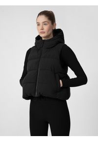 4f - Bezrękawnik puchowy z wypełnieniem syntetycznym damski. Kolor: czarny. Materiał: syntetyk, puch. Długość rękawa: bez rękawów. Długość: krótkie #1