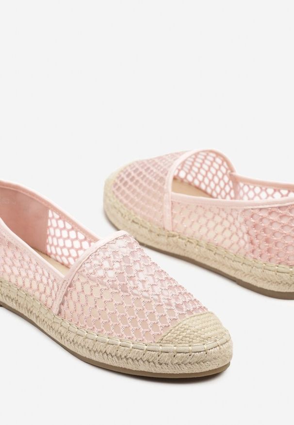 Born2be - Różowe Espadryle z Siateczki na Plecionej Podeszwie Setolena. Okazja: na co dzień. Kolor: różowy. Wzór: aplikacja. Sezon: lato, wiosna. Styl: casual, boho, elegancki, klasyczny