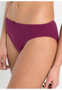 bonprix - Figi (6 par). Kolor: fioletowy. Materiał: skóra, materiał, koronka. Wzór: gładki, koronka #3