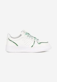 Born2be - Biało-Zielone Sneakersy z Błyszczącymi Wstawkami i Dekoracyjnym Sznurowaniem Horustia. Kolor: biały #5