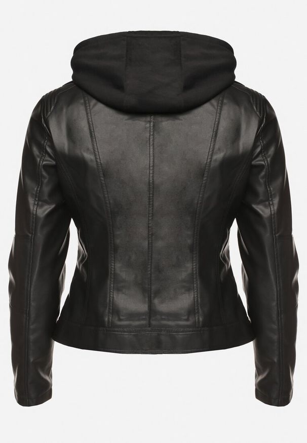 Born2be - Czarna Kurtka Ramoneska z Odpinanym Kapturem i Zasuwanymi Kieszeniami Ravasilla. Okazja: na co dzień. Kolor: czarny. Materiał: jeans. Długość rękawa: długi rękaw. Długość: długie. Styl: casual, elegancki