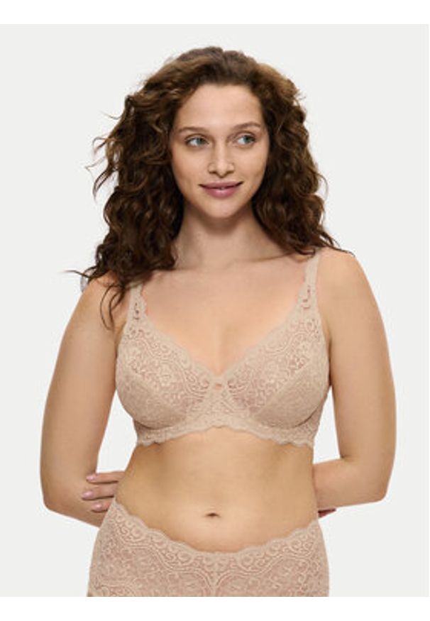 Triumph Biustonosz z fiszbiną Amourette 10209574 Beżowy. Kolor: beżowy. Materiał: syntetyk