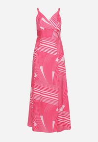 Born2be - Fuksjowa Sukienka z Kopertowym Dekoltem na Regulowanych Ramiączkach z Rozcięciami Jatila. Okazja: na co dzień. Typ kołnierza: dekolt kopertowy. Kolor: różowy. Długość rękawa: na ramiączkach. Typ sukienki: kopertowe. Styl: casual #7