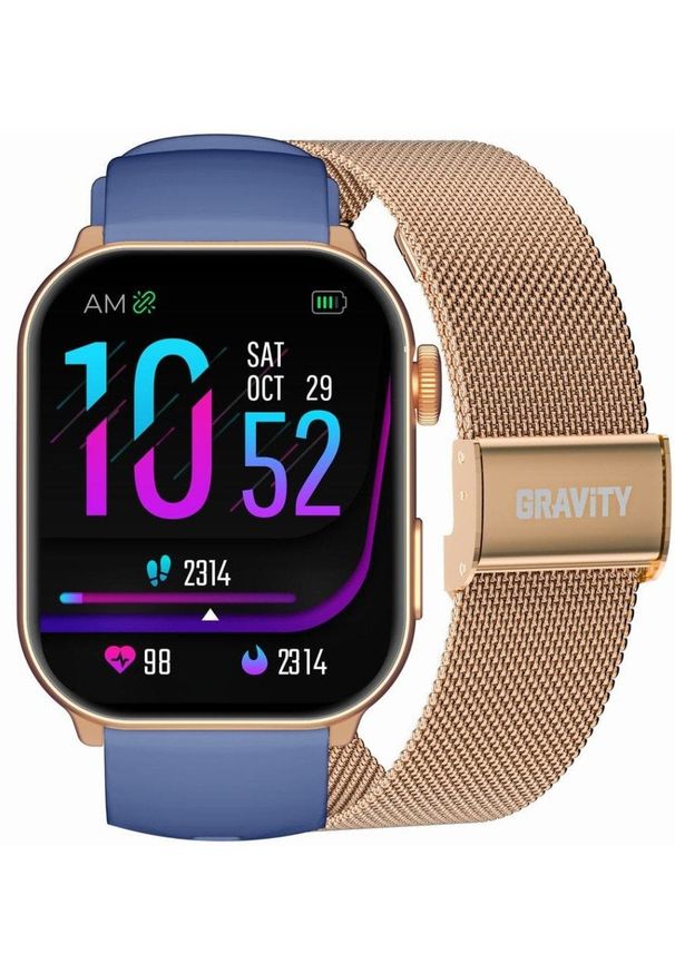 Gravity - SMARTWATCH UNISEX GRAVITY GT28-8 - ROZMOWY BLUETOOTH, DODATKOWY PASEK (sg037g). Rodzaj zegarka: smartwatch
