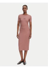Calvin Klein Jeans Sukienka letnia LV044F241G Brązowy jasny Slim Fit. Kolor: brązowy. Materiał: bawełna. Sezon: lato #1