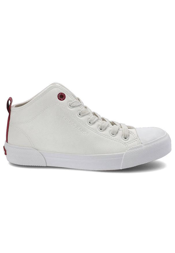 Białe Trampki Cross Jeans Damskie Stylowe Buty. Kolor: biały. Materiał: skóra ekologiczna, materiał. Szerokość cholewki: normalna. Wzór: aplikacja, jednolity. Styl: elegancki