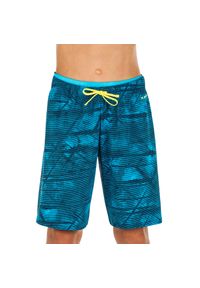 NABAIJI - Szorty Długie Pływackie 100 Tex Dla Dzieci. Kolor: niebieski, wielokolorowy, czarny. Materiał: materiał, poliester, elastan, poliamid. Długość: długie