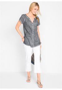 bonprix - "Bluzka bawełniana ""cold-dyed"", krótki rękaw, ze zrównoważonej bawełny". Kolor: szary. Materiał: bawełna. Długość rękawa: krótki rękaw. Długość: krótkie #2