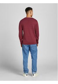 Jack & Jones - Jack&Jones Sweter Leo 12174001 Bordowy Regular Fit. Kolor: czerwony. Materiał: bawełna