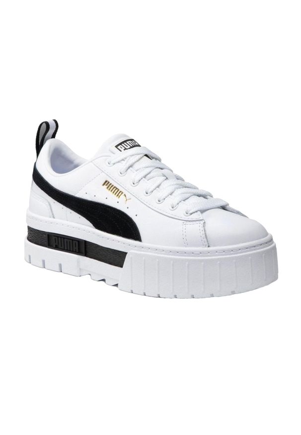 Puma - Skórzane Trampki Damskie Mayze. Kolor: biały. Materiał: skóra. Styl: sportowy