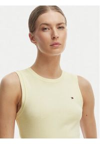 TOMMY HILFIGER - Tommy Hilfiger T-Shirt WW0WW49250 Écru Slim Fit. Kolor: kremowy. Materiał: bawełna #9