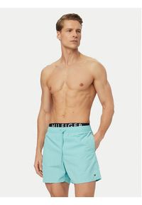 TOMMY HILFIGER - Tommy Hilfiger Szorty kąpielowe UM0UM03749 Turkusowy Regular Fit. Kolor: turkusowy. Materiał: syntetyk #2