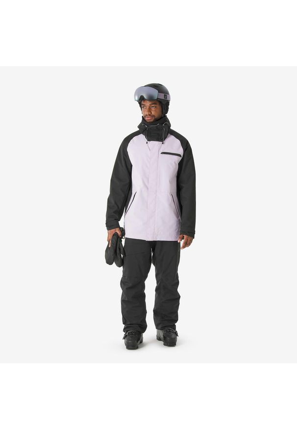 DREAMSCAPE - Kurtka narciarska i snowboardowa męska Quechua 500 Long. Kolor: fioletowy, wielokolorowy, czarny. Materiał: materiał. Sezon: zima. Sport: narciarstwo, snowboard