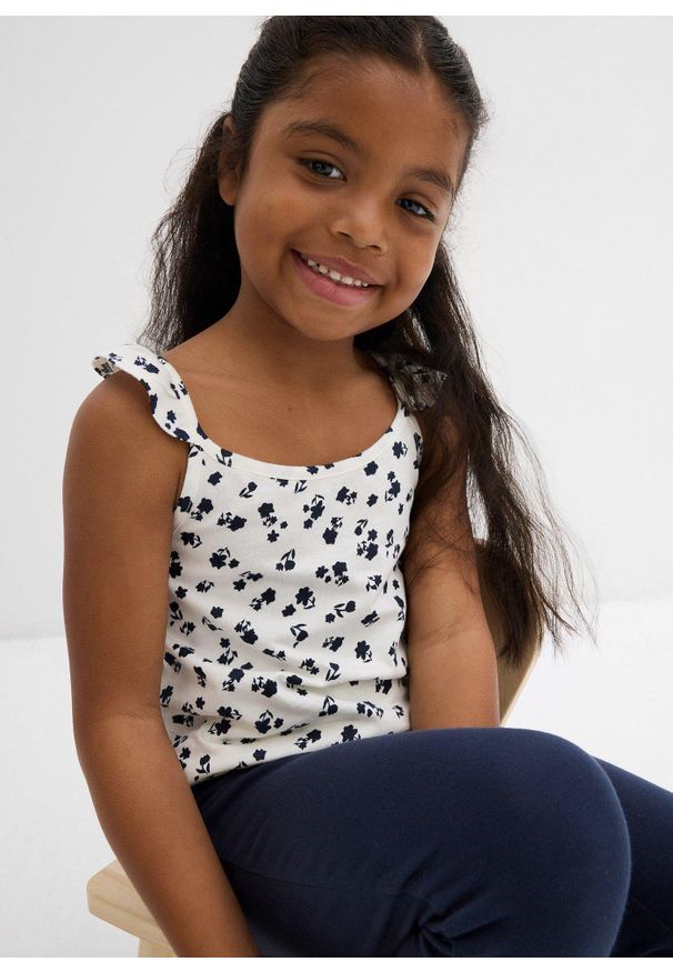 bonprix - Top (2 szt.), z czystej bawełny organicznej. Kolor: biały. Materiał: bawełna. Długość rękawa: na ramiączkach