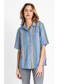 Lee - LEE SS SHIRT DAMSKA KOSZULA W PASKI DIPPED BLUE L45DCHLA 112110225. Wzór: paski #1