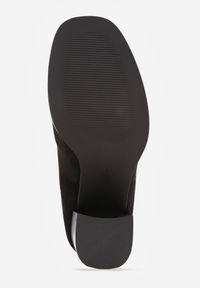 Renee - Czarne Półbuty Mokasyny na Słupku z Geometryczną Wstawką Edalinae. Okazja: na co dzień. Kolor: czarny. Wzór: geometria. Obcas: na słupku. Styl: casual, klasyczny #4