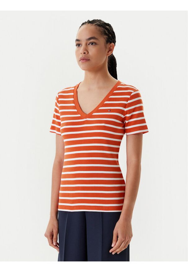 TOMMY HILFIGER - Tommy Hilfiger T-Shirt New Cody WW0WW40584 Pomarańczowy Slim Fit. Kolor: pomarańczowy