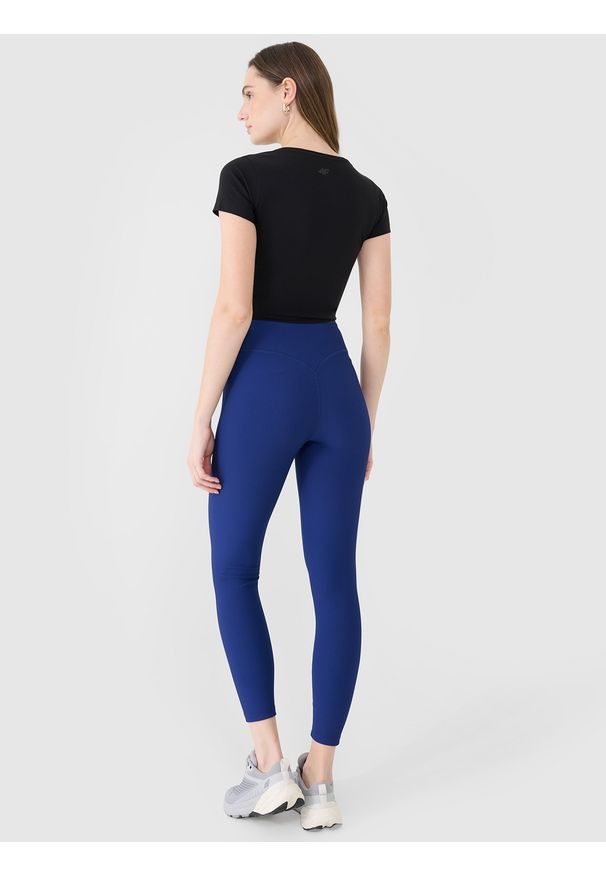 4f - 4F Legginsy dzianinowe damskie - granatowe L. Okazja: na co dzień. Stan: podwyższony. Kolor: niebieski. Materiał: dzianina. Wzór: jednolity. Styl: casual, sportowy