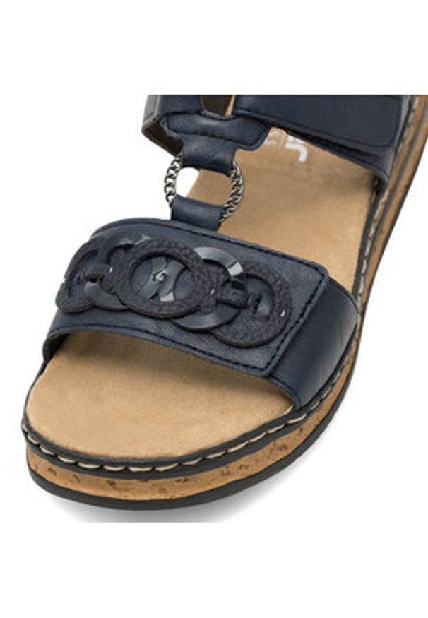 Rieker Klapki 62936-14 Granatowy. Kolor: niebieski. Materiał: skóra