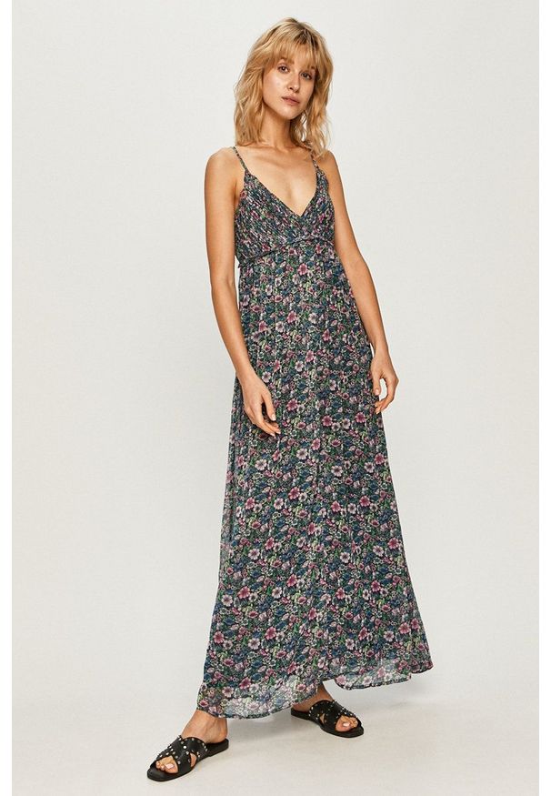 Pepe Jeans - Sukienka Magali. Okazja: na co dzień. Materiał: tkanina. Długość rękawa: na ramiączkach. Typ sukienki: proste. Styl: casual