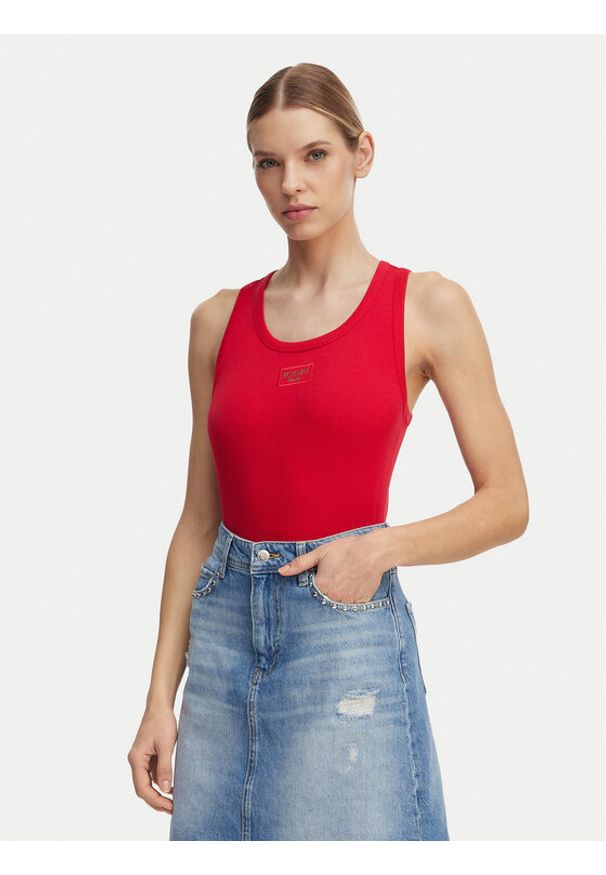 JOOP! Jeans Top Tana 30046103 Czerwony Slim Fit. Kolor: czerwony. Materiał: bawełna