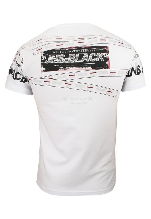 Adriano Guinari - Biała Męska Koszulka (T-shirt ) z Nadrukiem, Krótki Rękaw, Trójwymiarowy Napis PREMIUM. Kolor: biały. Materiał: bawełna, elastan. Długość rękawa: krótki rękaw. Długość: krótkie. Wzór: nadruk