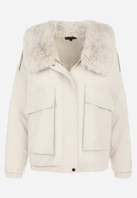 Born2be - Jasnobeżowa Kurtka z Futerkiem Vonop. Okazja: na co dzień. Kolor: beżowy. Materiał: futro. Sezon: zima, jesień. Styl: klasyczny, casual #8