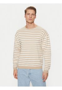 Jack & Jones - Jack&Jones Sweter Calvin 12269031 Beżowy Relaxed Fit. Kolor: beżowy. Materiał: bawełna