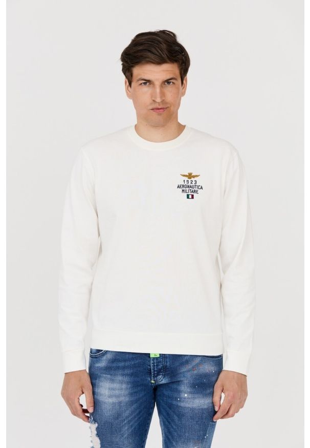 Aeronautica Militare - AERONAUTICA MILITARE Męska biała bluza, Rozmiar XXL. Kolor: biały. Wzór: haft