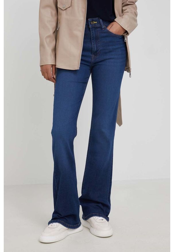 DKNY - Dkny jeansy Boreum E1RK0756 damskie high waist. Stan: podwyższony. Kolor: niebieski