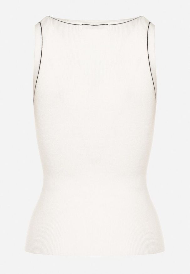 Born2be - Biało-Czarny Top z Modalem i Wiskozą Sanilatia. Okazja: na co dzień. Kolor: biały. Materiał: wiskoza. Sezon: lato, wiosna. Styl: elegancki, casual