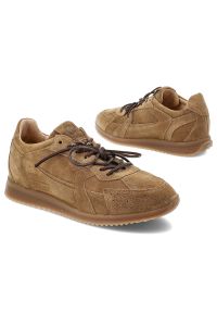 CheBello - Brązowe Sneakersy Chebello Modne Welurowe Obuwie Damskie. Okazja: na co dzień. Kolor: brązowy. Materiał: welur. Styl: klasyczny, casual, elegancki #2