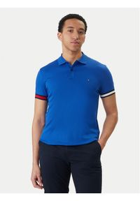 TOMMY HILFIGER - Tommy Hilfiger Polo MW0MW42743 Niebieski Slim Fit. Typ kołnierza: polo. Kolor: niebieski. Materiał: bawełna #1