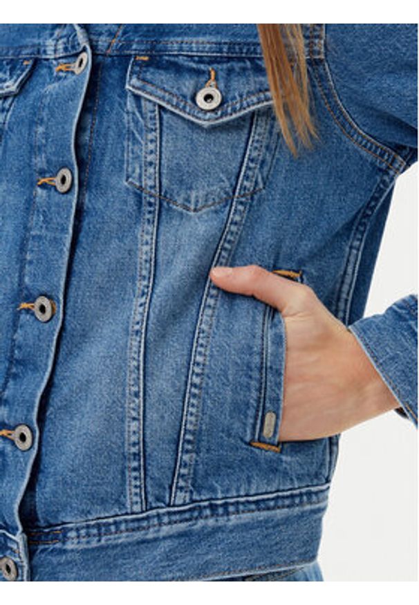 Pepe Jeans Kurtka jeansowa PL402430 Niebieski Slim Fit. Kolor: niebieski. Materiał: bawełna