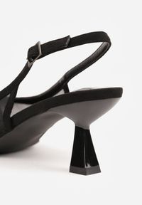 Renee - Czarne Przezroczyste Sandały Vices na Kaczuszce Typu Slingback Atilessa. Zapięcie: sprzączka. Kolor: czarny. Materiał: jeans. Sezon: lato. Obcas: na szpilce. Styl: elegancki, klasyczny, wizytowy #2