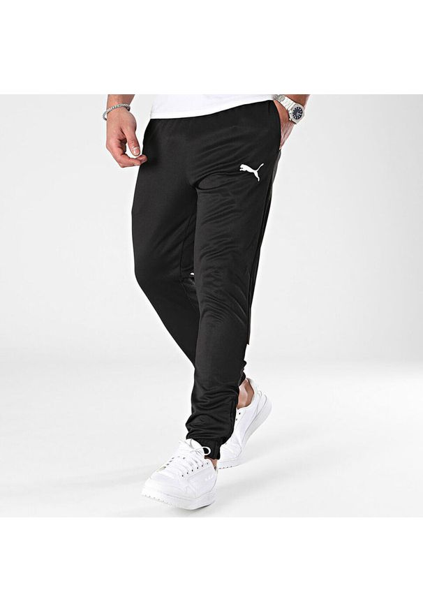 Spodnie dresowe Puma. Kolor: czarny. Materiał: dresówka. Sport: bieganie, piłka nożna