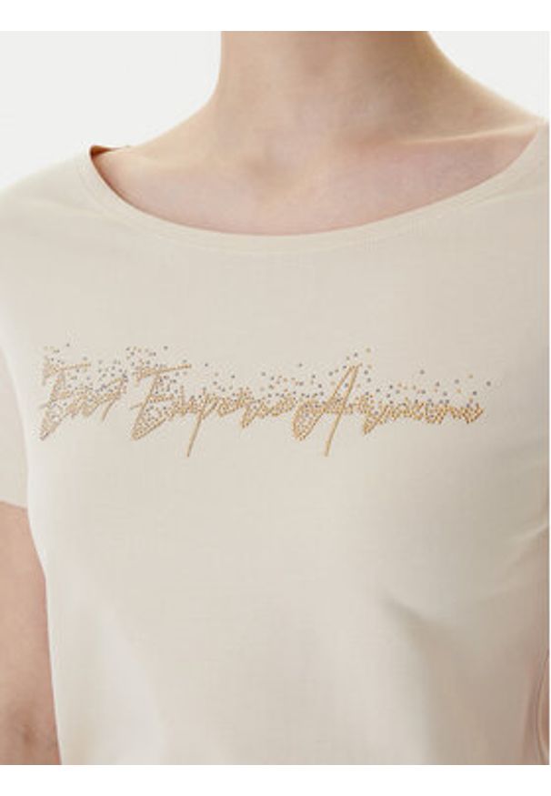 EA7 Emporio Armani T-Shirt 7W000978 AF10373 U1088 Beżowy Regular Fit. Kolor: beżowy. Materiał: bawełna