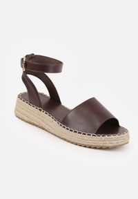 Born2be - Ciemnobrązowe Sandały VICES na Grubej Podeszwie z Plecionki z Paskiem Wokół Kostki Doria. Zapięcie: pasek. Kolor: brązowy. Materiał: jeans. Sezon: lato #8