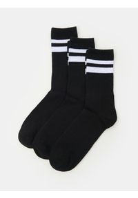 Sinsay - Prążkowane skarpetki 3 pack - czarny. Kolor: czarny. Materiał: prążkowany