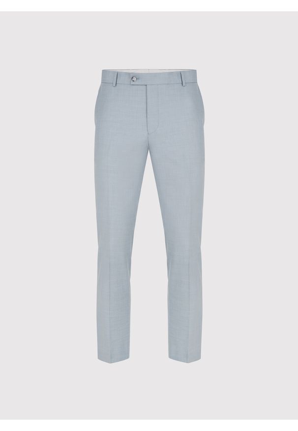 Pako Lorente - PAKO LORENTE – Błękitne spodnie ganiturowe. Kolor: niebieski. Materiał: poliester, wiskoza. Wzór: gładki. Styl: młodzieżowy, elegancki