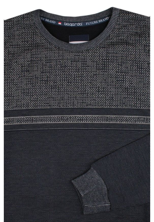 Bagarda - Bluza z Okrągłym Dekoltem, Granatowo-Szara bez Kaptura, Męska -BAGARDA. Typ kołnierza: bez kaptura. Kolor: niebieski. Materiał: wiskoza, bawełna, elastan. Styl: klasyczny