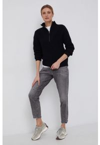 GAP Sweter damski kolor czarny ciepły. Okazja: na co dzień. Kolor: czarny. Materiał: dzianina. Długość: krótkie. Wzór: ze splotem. Styl: casual #5