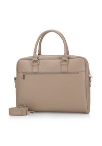 Wittchen - Damska torba na laptopa 11”/12” z frontem z ekozamszu beżowa. Kolor: beżowy. Materiał: skóra ekologiczna. Styl: klasyczny, elegancki