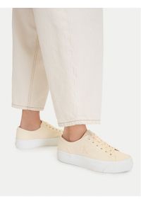 Calvin Klein Sneakersy Vulc Flatform Low Canvas Mg YW0YW01763 Écru. Kolor: kremowy. Materiał: materiał #1