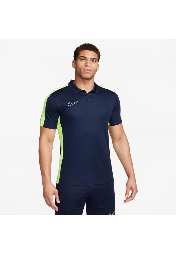 Koszulka sportowa męska Nike Drifit Academy. Typ kołnierza: polo. Kolor: żółty, wielokolorowy, niebieski