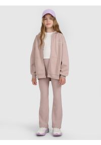 4f - 4F Bluza dresowa rozpinana z kapturem dziewczęca - beżowa 122 (6-7 lat). Okazja: na co dzień. Typ kołnierza: kaptur. Kolor: beżowy. Materiał: dresówka. Wzór: gładki, nadruk, ze splotem. Sezon: lato. Styl: casual, klasyczny, sportowy #2