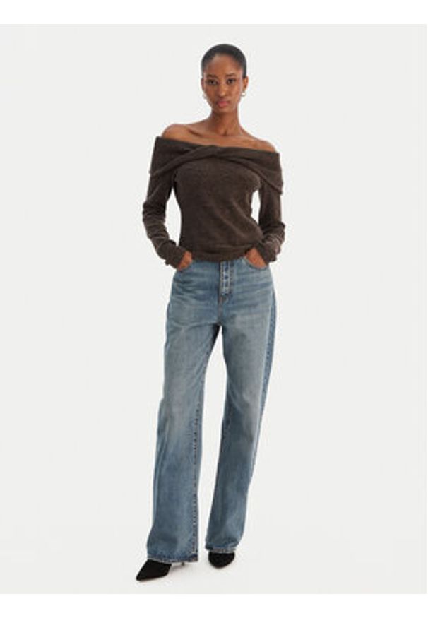 Vero Moda Sweter Kaia 10333298 Brązowy Regular Fit. Kolor: brązowy. Materiał: syntetyk