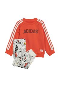 Adidas - Zestaw adidas x Disney Mickey Mouse Crewneck and Jogger. Kolor: biały, wielokolorowy, czarny, pomarańczowy, czerwony. Materiał: dresówka. Wzór: motyw z bajki #1