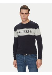 Guess Sweter M5GR05 Z3MI1 Granatowy Regular Fit. Kolor: niebieski. Materiał: bawełna