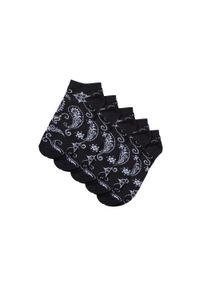 Urban Classics - Skarpety Męskie Bandana Print NoShow (zestaw 5 Sztuk). Kolor: czarny. Wzór: nadruk